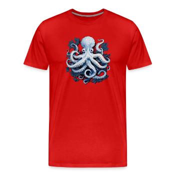 Oktopus Kraken Tintenfisch - Männer Premium Bio T-Shirt - Rot - Vorne - Damien (186cm)