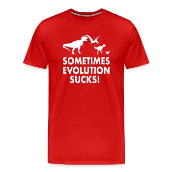 Dinosaur Funny Saying Teacher Biology - Men's Premium Organic T-Shirt - red - Front - Damien (186cm)