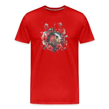 Fleurs, Design d’horloge - T-shirt bio Premium Homme - rouge - Devant - Damien (186cm)