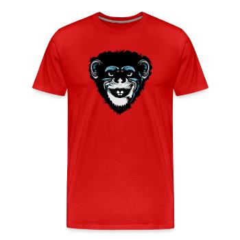 tete singe chimpanze macaque dessin 709 A - T-shirt bio Premium Homme - rouge - Devant - Damien (186cm)
