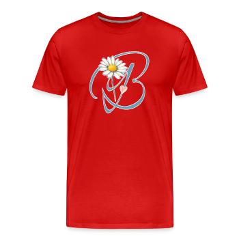 Buchstabe B Gänseblümchen Herz - Männer Premium Bio T-Shirt - Rot - Vorne - Damien (186cm)