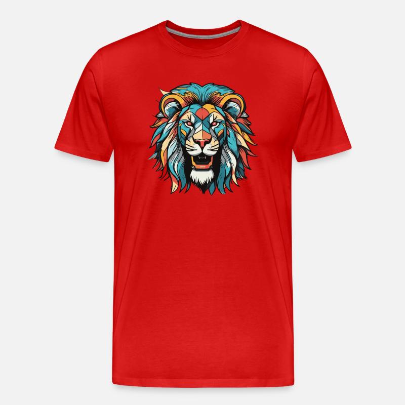 Löwe ein bunter Löwenkopf - Männer Premium Bio T-Shirt - Rot