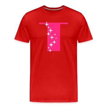 Lettre T Paillettes - T-shirt bio Premium Homme - rouge - Devant - Damien (186cm)