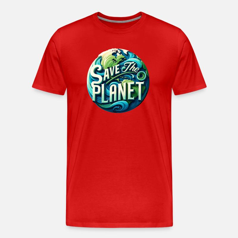 Save the planet - Männer Premium Bio T-Shirt - Rot