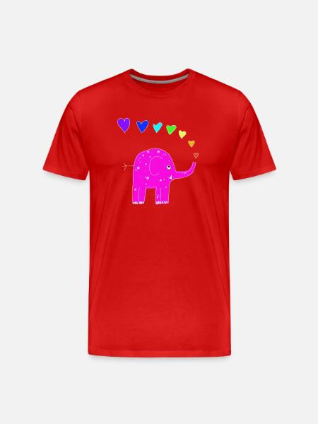 Rainbow Elephant - Men's Premium Organic T-Shirt - red