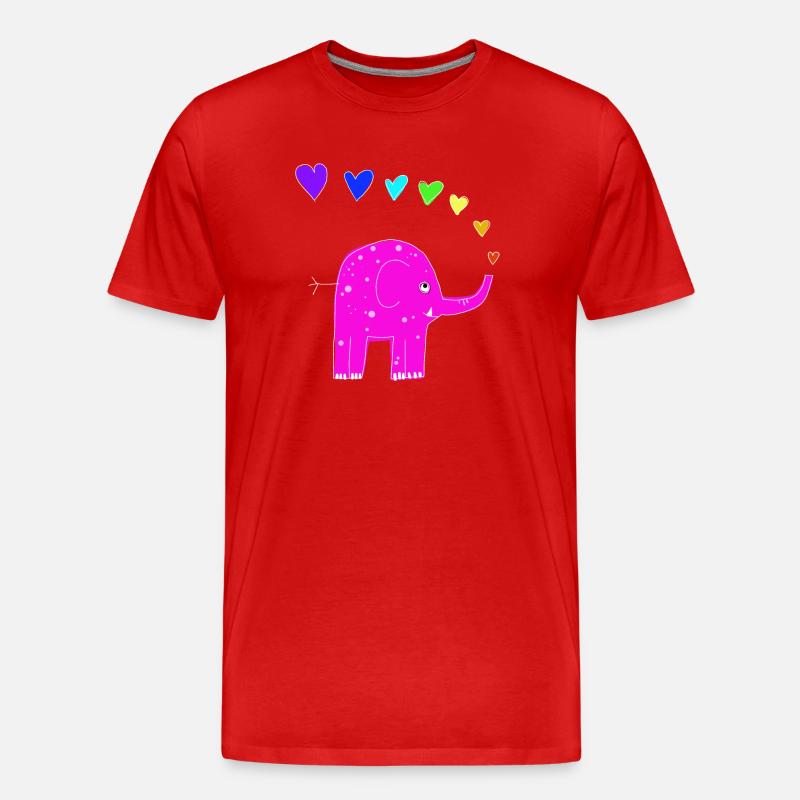 Regenbogenelefant - Männer Premium Bio T-Shirt - Rot