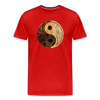 Yin Yang Logo - Männer Premium Bio T-Shirt - Rot - Vorne - Damien (186cm)