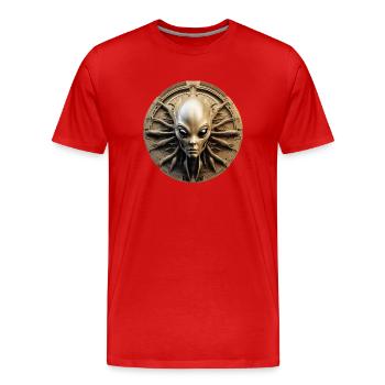 ALIEN - Men's Premium Organic T-Shirt - red - Front - Damien (186cm)