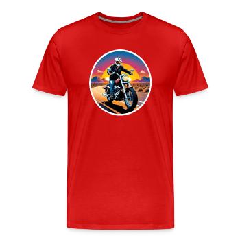 Motorrad und Sonnenuntergang, Biker-Geschenk - Männer Premium Bio T-Shirt - Rot - Vorne - Damien (186cm)