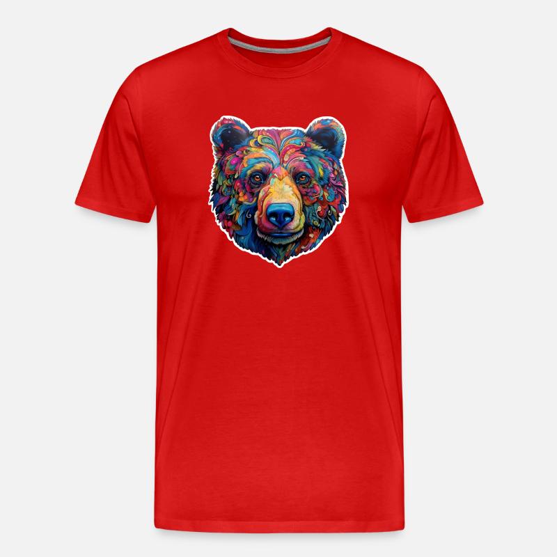 Bär psychedelisch - Männer Premium Bio T-Shirt - Rot