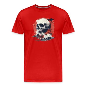 Crâne dans la mer de vagues - T-shirt bio Premium Homme - rouge - Devant - Damien (186cm)