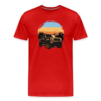 Jimny GJ Retro Vintage Sonne 4x4 Offroad - Männer Premium Bio T-Shirt - Rot - Vorne - Damien (186cm)