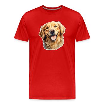 Golden Retriever Head - Men's Premium Organic T-Shirt - red - Front - Damien (186cm)