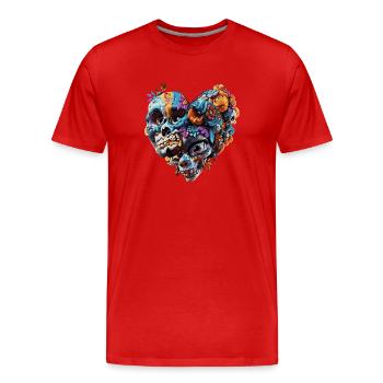 Heart skull - Men's Premium Organic T-Shirt - red - Front - Damien (186cm)
