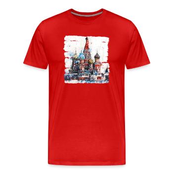 La Place Rouge, cœur de Moscou et symbole - T-shirt bio Premium Homme - rouge - Devant - Damien (186cm)
