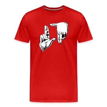 Photo Seeking Hands - Men's Premium Organic T-Shirt - red - Front - Damien (186cm)