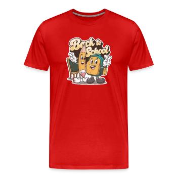 Back to School - Men's Premium Organic T-Shirt - red - Front - Damien (186cm)