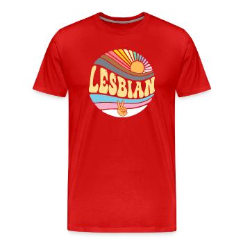 Vintage Lesbian Pride Month - Groovy LGBT Gay - T-shirt bio Premium Homme - rouge - Devant - Damien (186cm)