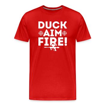 Duck, Aim, Fire! Tactical Player Paintball - Men's Premium Organic T-Shirt - red - Front - Damien (186cm)