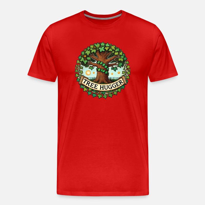 Baum-Umarmer - Männer Premium Bio T-Shirt - Rot