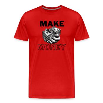 Make Money - Männer Premium Bio T-Shirt - Rot - Vorne - Damien (186cm)