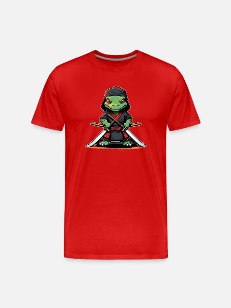 Ninja-Aligator #3 - Männer Premium Bio T-Shirt - Rot