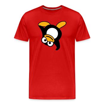 Pingouin Breakdance Danse Poirier Fête DJ Musique - T-shirt bio Premium Homme - rouge - Devant - Damien (186cm)