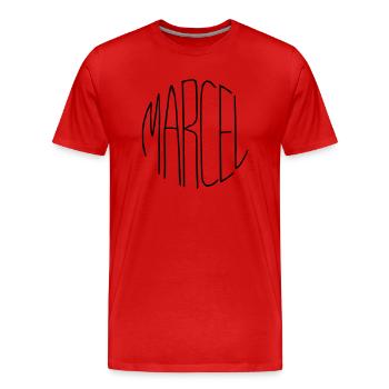 Marcel - Männer Premium Bio T-Shirt - Rot - Vorne - Damien (186cm)