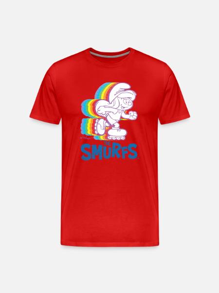 Schtroumpfs Design Avec Schtroumpfette En Patins - T-shirt bio Premium Homme - rouge