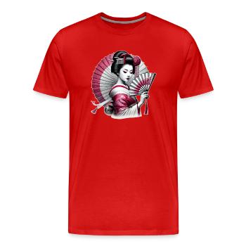 Schöne Geisha - Männer Premium Bio T-Shirt - Rot - Vorne - Damien (186cm)