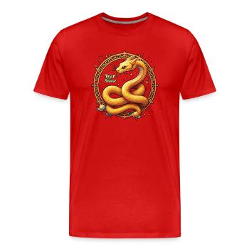 Chinesisches Neujahr - Schlange 2025 - Männer Premium Bio T-Shirt - Rot - Vorne - Damien (186cm)