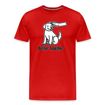 Hand petting a dog - Better together design - Men's Premium Organic T-Shirt - red - Front - Damien (186cm)