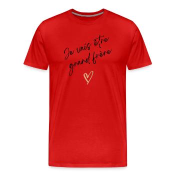 Ich werde großer Bruder sein - Bald großer Bruder - Männer Premium Bio T-Shirt - Rot - Vorne - Damien (186cm)
