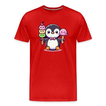 Penguin with cream - Men's Premium Organic T-Shirt - red - Front - Damien (186cm)