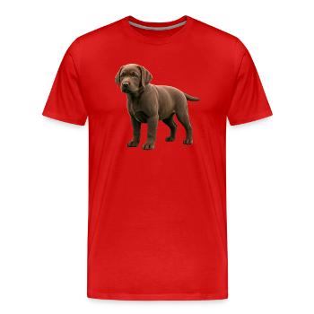 Chiot labrador réel - T-shirt bio Premium Homme - rouge - Devant - Damien (186cm)