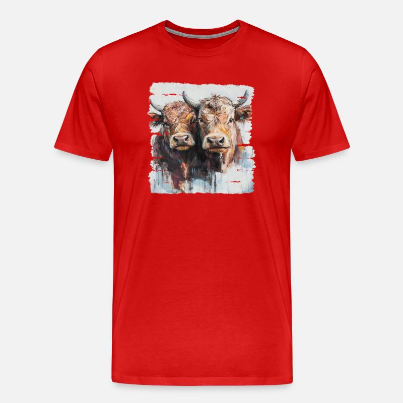 Zwei Jungbullen oder zwei Kühe? - Männer Premium Bio T-Shirt - Rot