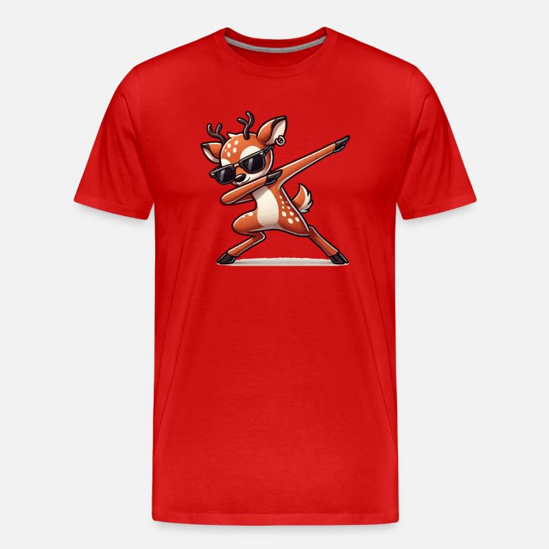 reh comic dabbing - Männer Premium Bio T-Shirt - Rot
