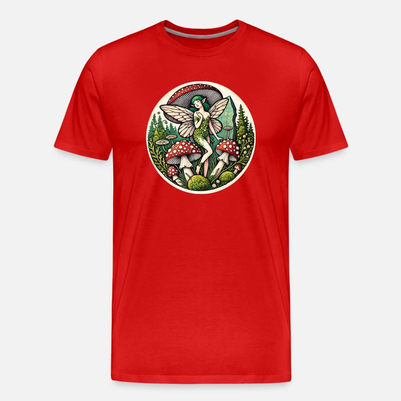 Pilz-Fee - Männer Premium Bio T-Shirt - Rot
