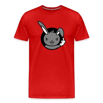 Lapin Majeur Montrer Méchant Coquin Insultant - T-shirt bio Premium Homme - rouge - Devant - Damien (186cm)