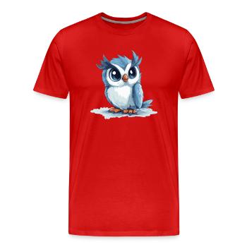 blaue Eule - Männer Premium Bio T-Shirt - Rot - Vorne - Damien (186cm)