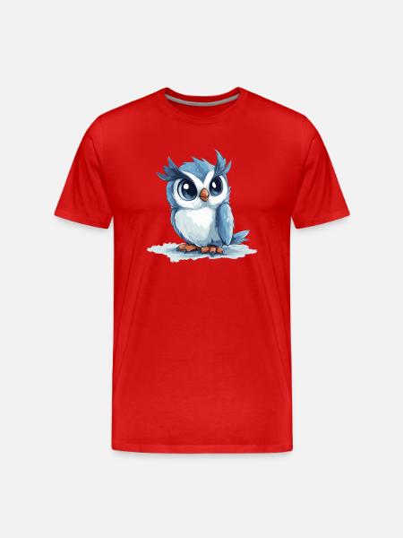blaue Eule - Männer Premium Bio T-Shirt - Rot