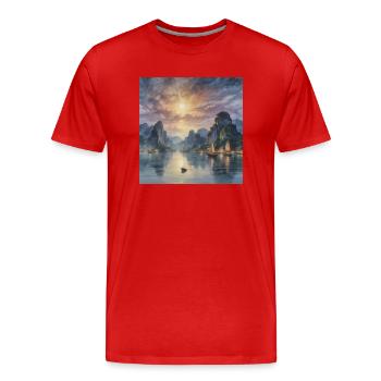 Mystische Abenddämmerung in Fernost - Männer Premium Bio T-Shirt - Rot - Vorne - Damien (186cm)