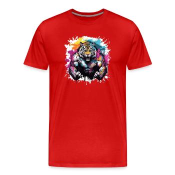 Tiger Muscles - Men's Premium Organic T-Shirt - red - Front - Damien (186cm)