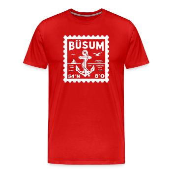 Büsum Briefmarke - Männer Premium Bio T-Shirt - Rot - Vorne - Damien (186cm)
