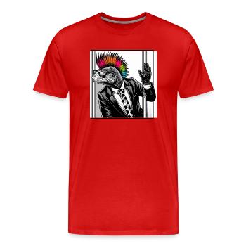 T-shirt Lézard Costume Reptile Stylé Swag - T-shirt bio Premium Homme - rouge - Devant - Damien (186cm)