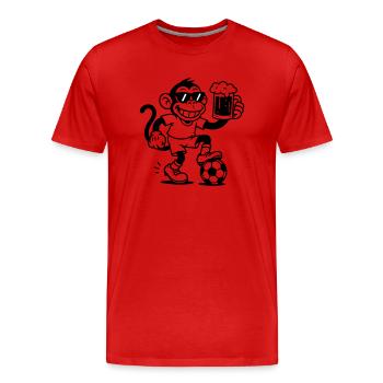 Bier Affe Fussball - Männer Premium Bio T-Shirt - Rot - Vorne - Damien (186cm)