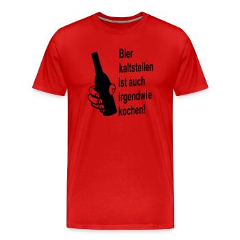 bier kaltstellen humor - Männer Premium Bio T-Shirt - Rot - Vorne - Damien (186cm)