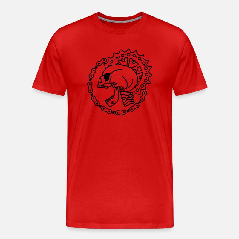 Skull Chain Punk - Black - Männer Premium Bio T-Shirt - Rot