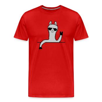 Comic Sonnenbrille Lama - Männer Premium Bio T-Shirt - Rot - Vorne - Damien (186cm)