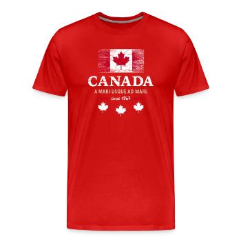 Canada Fahne Kanada Nordamerika Maple Leaf Flagge - Männer Premium Bio T-Shirt - Rot - Vorne - Damien (186cm)